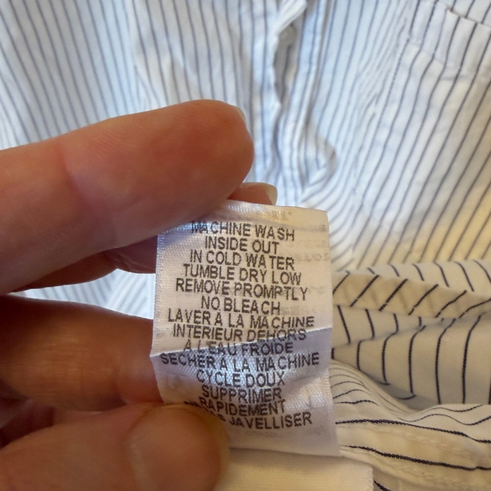 Frank & Eileen White Pinstripe Women's Barry XL Shirt 6 8 medium large - Picture 5 of 8